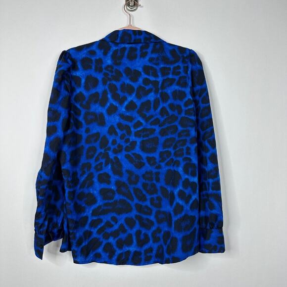 2/$30 SHEIN Clasi Leopard Print Button Front Shirt Blue 6 #A0291 TRB2 - Picture 9 of 11